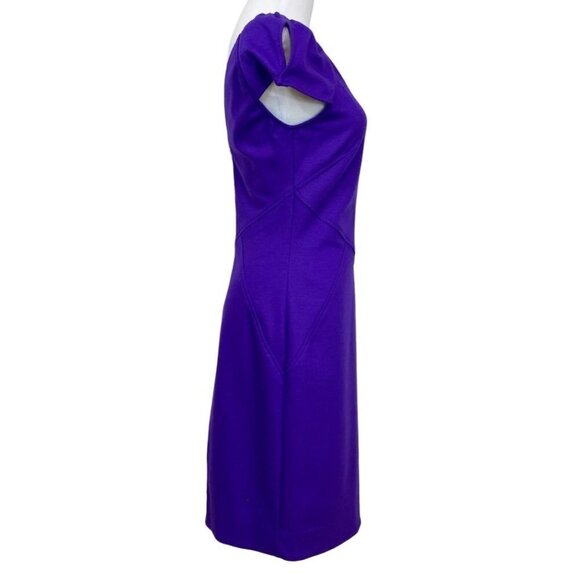 DIANE VON FURSTENBERG HELEN PURPLE WOOL BLEND SHEAT DRESS - 4 - Picture 4 of 11